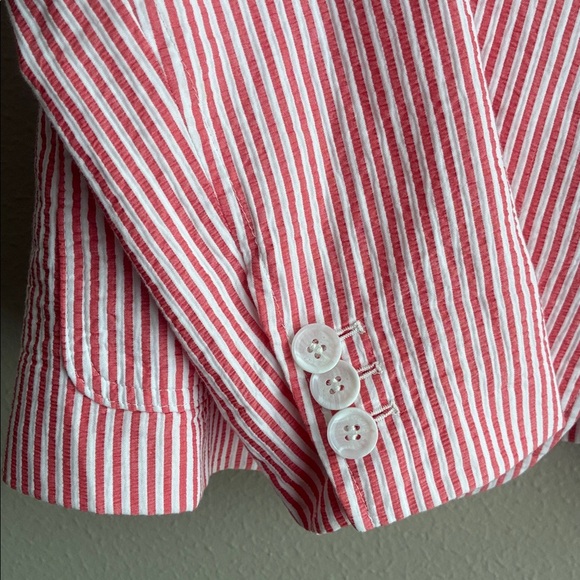Talbots Red and White Striped Cotton Blazer size 12p 12 P - Picture 6 of 8